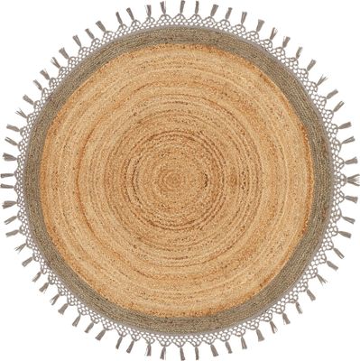 BELIANI Koberec béžová a sivá okrúhly 140 cm boho rustikálny štýl špirálový pletený ručne vyrobený prírodný jutový obývačka spálňa