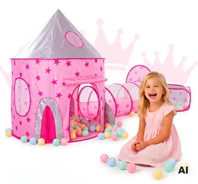 Productafbeelding van Woopie 3-in-1 tent Princess Palace Xxl House Tunnel droog zwembad