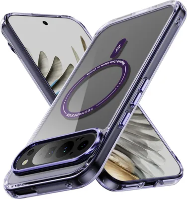Obrázek produktu pro Magnetické průhledné pouzdro pro Google Pixel 9 Pro XL, kompatibilní s MagSafe, hybridní nárazuvzdorné ochranné pouzdro Fialová
