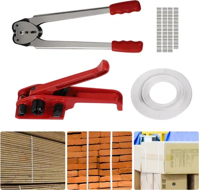Immagine prodotto di Set di reggiatura - Tenditore per reggette 12-16 mm - Forza di trazione 1000 N - Carico di rottura 40 kg - Alluminio pressofuso e acciaio - Per imballaggio e spedizione - Rosso