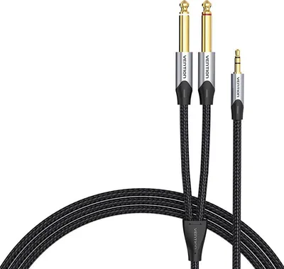 Produktbild von Audio cable mini jack 3.5mm to 2x jack 6.35mm male Vention BARHK 8m
