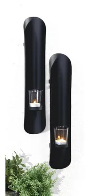 Image de lot de 2 bougeoirs muraux Porte-bougie Décoration murale Porte-bougie en métal Bougies chauffe-plat