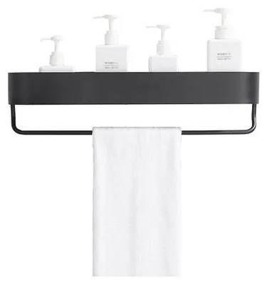 Image de Porte-savon mural adhésif pour douche, avec porte-serviette