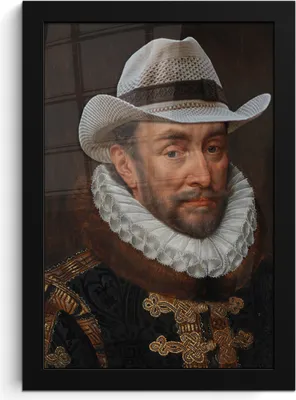 Produktbild von MuchoWow® MuchoWow® Gerahmtes Poster Wilhelm von Oranien - Adriaen Thomasz - Hut 20x30 cm - Poster mit zchwarzem Bilderrahmen - Drucken - Bilder Poster im Rahmen