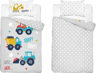 Produktbild von Bettwäsche, Kinderbettwäsche, 100% Baumwolle 100x135 5134b Baumaschinen