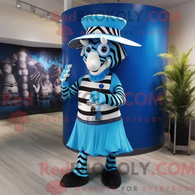Produktbild von Blaues REDBROKOLY Zebra-Maskottchenkostüm mit Wickelrock und Hutnadeln