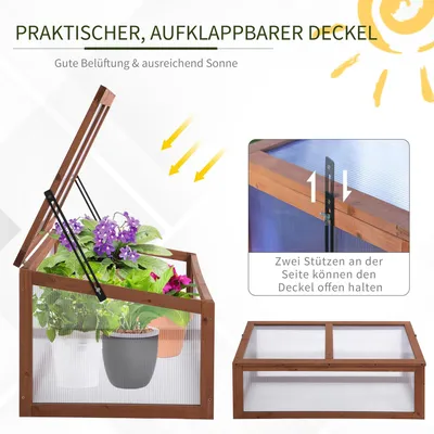 Obrázek produktu pro Skleník – mini skleník/pěstební záhon – dřevěný rám – 100 x 65 x 40 cm – hnědý