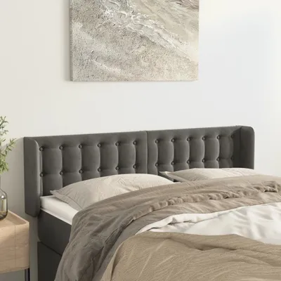 Produktbild von vidaXL Kopfteil mit Ohren Dunkelgrau 147x16x78/88 cm Samt - Kopfteil - Kopfteile - Bett-Kopfteil - Bettkopfteil