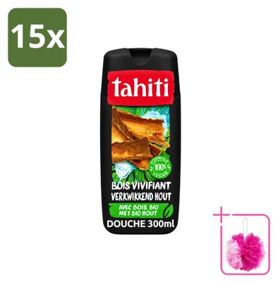 Immagine prodotto di 15 flaconi di gel doccia Tahiti, profumo rivitalizzante di legno - 300 ml - confezione risparmio - 15 pezzi
