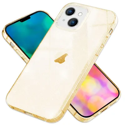 Immagine prodotto di Custodia per iPhone 14 - custodia per cellulare glitter trasparente antigiallo cover glitter oro