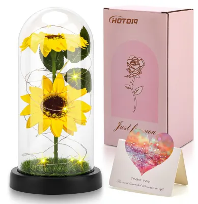 Productafbeelding van Eeuwige roos in glas - Geconserveerde bloem als decoratie - Lila - 12 x 12 x 15 cm