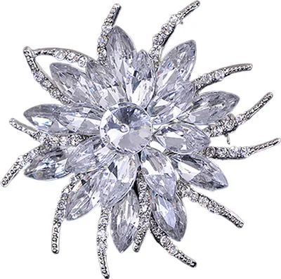 Produktbild von Hochzeit Braut große Blume glänzend Strass Lady Schal Brosche Pin Schmuck Dekor-Weiß