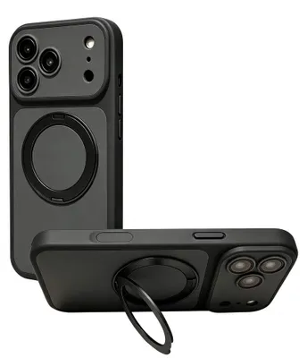 Produktbild von Hülle passend für iPhone 18 Pro Max, schwarz matt, 360° Ringständer, magnetisch