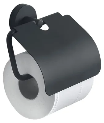 Toiletpapierhalter mit Abdeckung, Schwarz, 13,6x13,5x5,2 cm