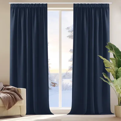 Produktbild von Verdunkelungsvorhang mit Kräuselband, dunkelblau, 2er Set, 175x140 cm