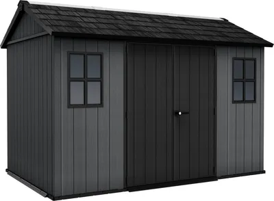 Produktbild von Keter Newton 1175 Gartenhaus - 230x350x246cm - Satteldach - Kunststoff - Grau - Natürlicher Holzlook