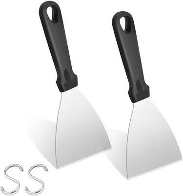 Produktbild von Ibenzoa® Edelstahl Grill- & Küchenwender-Set, 2-teilig, 1,5 mm Metallschaber, dicke PP-Griffe, hitzebeständig – ideal für BBQ & Kochen