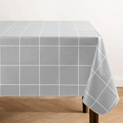 Vinyl-Tischdecke mit Flanellrücken, 132x132 cm, Quadrat, Grau