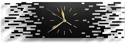 Obrázek produktu pro Moderní černé nástěnné hodiny bez zvuku, obdélníkové, tiché (<20 dB) do obývacího pokoje