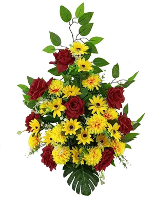 Kunstblumenarrangement rot-gelb 70x60x40 cm