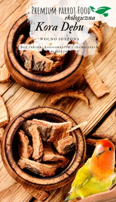 Produktbild von Premium Papageienfutter | -Eichenrinde | Gesundes Ergänzungsfuttermittel für alle Papageien 50g