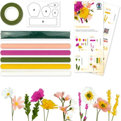 Produktbild von URSUS DIY Set Krepppapier Blumen "GELB"