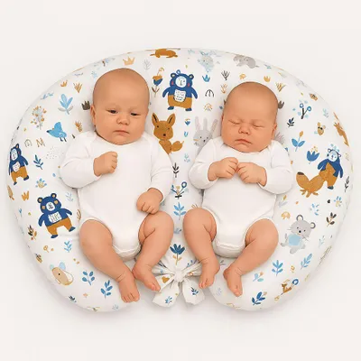 Produktbild von Stillkissen für Zwillinge + abnehmbarer Bezug - marineblaue Teddybären
