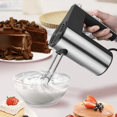 Produktbild von Handmixer 350W mit 5 Geschwindigkeiten – mit Schneebesen & Knethaken, ergonomischer Griff, für Kuchen & Teig