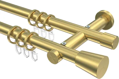 Produktbild von Interdeco Gardinenstange / Vorhangstange Messing-Optik, Typ Platon Sitra (Konus), 20 mm Ø 2-läufig, 160 cm