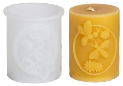 Image de Moules en silicone pour bougies, motif abeilles et alvéoles en relief 3D, dimensions : 7,1 x 6,2 x 6,2 cm