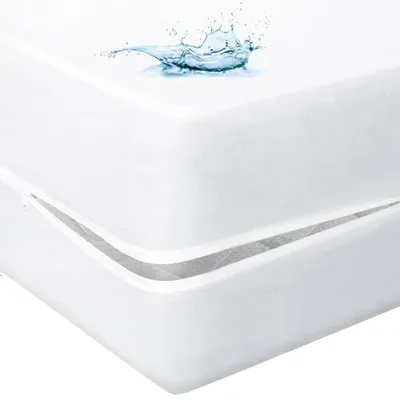 Zdjęcie produktu dla Wodoodporna ochrona na materac - 200 x 90 x 30 cm - z zamkiem błyskawicznym - ochrona z każdej strony - ochrona materaca - do łóżeczka dziecięcego 90 x 200 cm - biała
