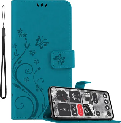 Image de Cadorabo Housse pour Nothing 2 en FLORAL BLEU Housse de protection au design floral avec fermeture magnétique, fonction stand et porte-cartes Flip Case Flower Cover Etui Handy Klapphülle Book Tasche