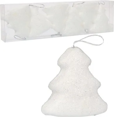 Imagen del producto de Conjunto de 6 mini árboles de Navidad blancos de poliestireno - Decoración navideña de 5,5 cm