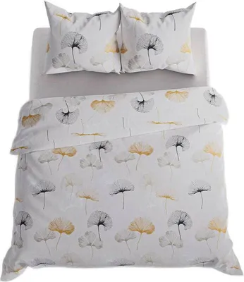 Zdjęcie produktu dla Pościel, satyna bawełniana, wysokiej jakości 200x220 Ginko szara, liście