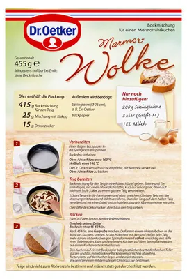 Produktbild von Dr. Oetker Marmor Wolke Kuchenbackmischung für einen Rührkuchen 455g