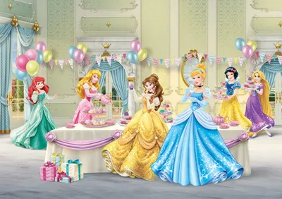 Produktbild von Disney Fototapete Prinzessinnen Gelb, Blau und Rosa - 600363 - 360 x 254 cm