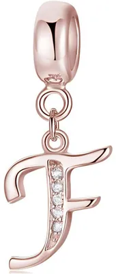 Obrázok produktu pre Prívesok "Damen Charm" z ružového zlata, písmená A-Z, vyrobený zo striebra 925, s zirkónmi, priemer otvoru 4,5 mm