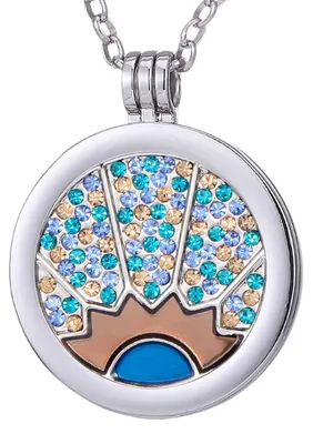 Produktbild von Morella® Damen Halskette 70 cm Edelstahl und Anhänger mit Coin Sonnenstrahlen 33 mm im Schmuckbeutel