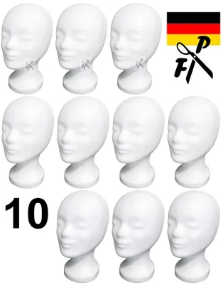 Produktbild von 10 x FP Styroporkopf Perückenkopf Dekokopf (ohne Loch im Boden) + FP Shopper - TOP Markenqualität aus Deutschland!