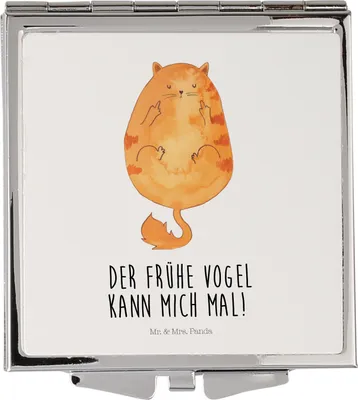 Produktbild von Mr. & Mrs. Panda Frauen Spiegel Katze Frühaufsteher - Weiß - Geschenk, Klappspiegel, Tiger, Handspiegel, Schminkspiegel, Kaffee, Reisespiegel, Genervt, Katzen