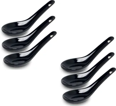 Produktbild von White and black Series ASIATICA | Porzellan-Löffel-Set Asien / Ramen