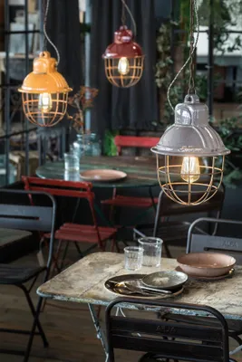 Image de Ferroluce Lampe à suspendre Industrial en céramique jaune ronde