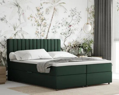 Produktbild von Boxspringbett 160x200 EVEREST, mit Topper, mit Bettkästen,  Doppelbett, Dunkelgrün, Panda Möbel