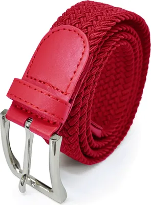Produktbild von Glamexx24 Uni Elastischer Stoffgürtel Geflochtener Stretchgürtel Dehnbarer Gürtel für Damen und Herren-Farbe: Rot -Größe: 120