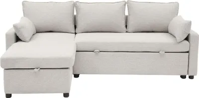Image de CALICOSY - Canapé convertible 3 places en tissu avec méridienne L219 cm - LOUISON