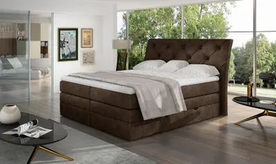 Obrázok produktu pre Boxspringová posteľ s úložným priestorom 160x200 VORVIRO - hnedá