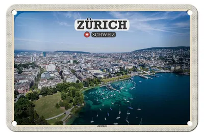 Produktbild von Blechschild Reise Zürich Schweiz Zürichsee Boote 18x12cm Dekoration