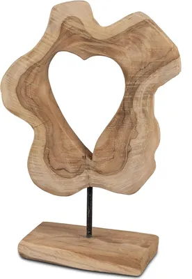 Produktbild von formano Deko Objekt Herz Holz Skulptur aus massivem Teakoholz 50 cm auf Standfuß