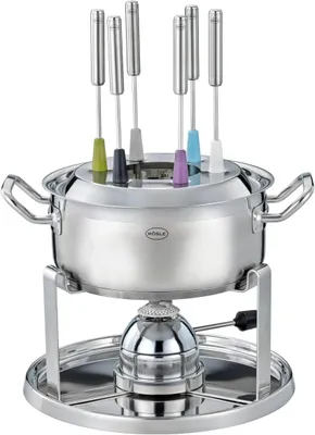 Fondueset für 6 Personen, Edelstahl, 2 l, mit Gasbrenner