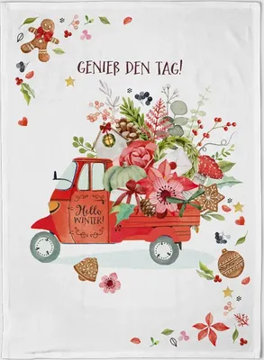 Produktbild von Geschirrtuch Genieße den Tag, Winter, Geschirrtücher Mitbringsel Geschenkidee Blumen